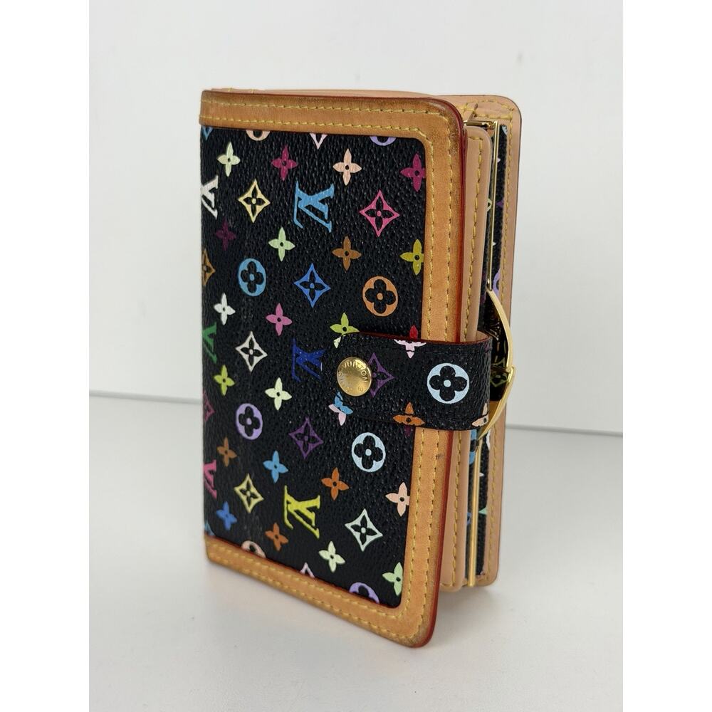 Louis Vuitton Monogram Multicolor French Purse Wallet in Black Canvas 2007